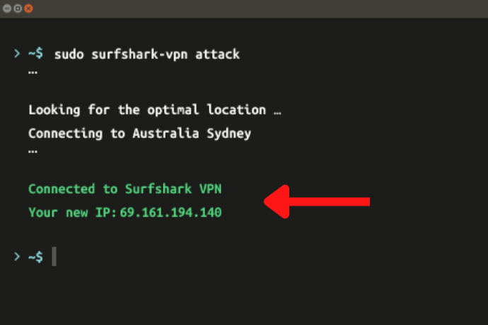 surfshark-connected-on-linux